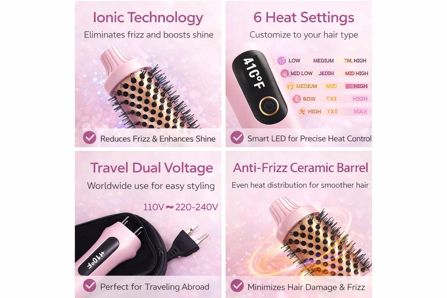 3-in-1 Ionic Thermal Brush for Smooth Hair & Volume